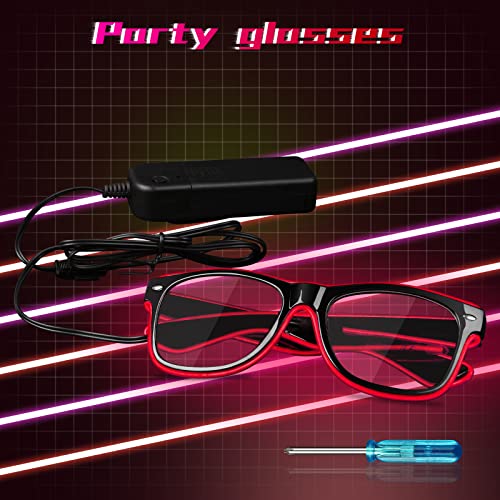 flintronic Gafas LED, Gafas de Sol LED Intermitentes, Gafas para Fiestas, Gafas de Neón de 4 modos, con Cable EL, para Fiestas de DJ, Conciertos en Vivo, Fiestas Rave-Rojo