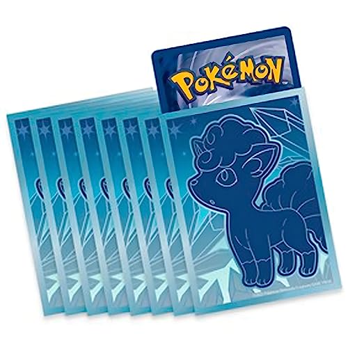 Friki Monkey Fundas para caja de entrenamiento Elite para Pokémon (65 fundas), muestra tus cartas con las fundas promocionales de Pokémon ETB, fundas para cartas Pokémon (Azul Alola Vulpix)