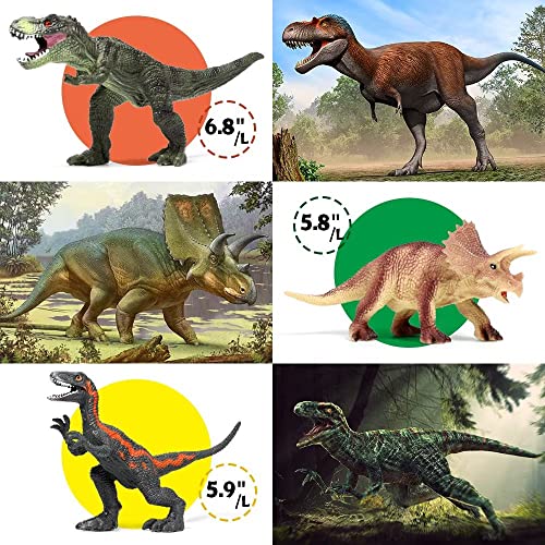FRUSE Dinosaurio de Juguete,12 Educativas Figuras de Dinosaurio Realistas con T-Rex, Carnotaurus, Libro de Dinosaurio, Dinosaurios Juguetes para Niños y Niñas de 3 4 5 6 7 Años