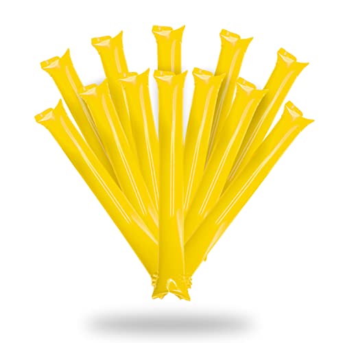 FUN FAN LINE - Pack 10 Pares de Aplaudidores hinchables de plástico. Accesorios ruidosos para Fiestas y animación Deportiva. Palos de Estadio Reutilizables. (Amarillo)