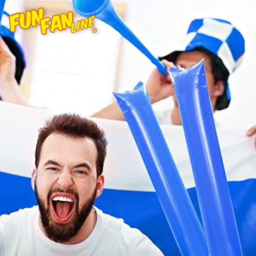 FUN FAN LINE Pack 50 Pares de Aplaudidores Hinchables de Plástico - Accesorios de Fiesta y Animación - Palos Cotillón Hinchables - Ideales para Fútbol, Conciertos y Eventos - Color Blue