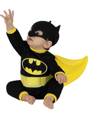 Funidelia | Disfraz Batman Oficial para bebé Talla 12-24 Meses Caballero Oscuro, Superhéroes, DC Comics, Hombre Murciélago - Color: Negro - Licencia: 100% Oficial