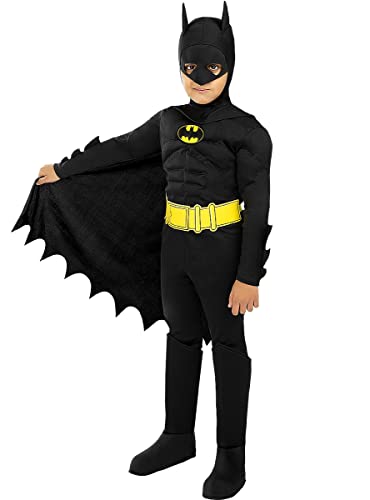 Funidelia | Disfraz de Batman Oficial para niño Talla 5-6 años Caballero Oscuro, Superhéroes, DC Comics, Hombre Murciélago - Color: Negro - Licencia: 100% Oficial