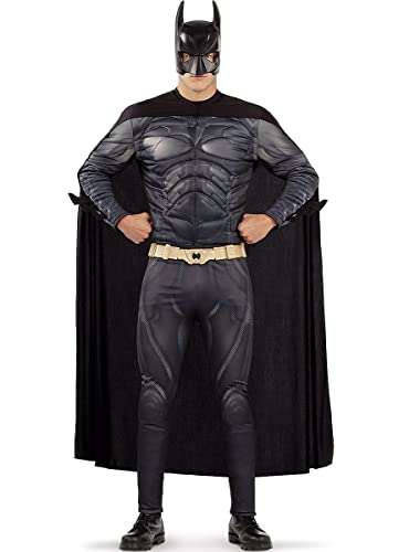 Funidelia | Disfraz de Batman para hombre Caballero Oscuro, Superhéroes, DC Comics - Disfraz para adultos y divertidos accesorios para Fiestas, Carnaval y Halloween - Talla S - Negro