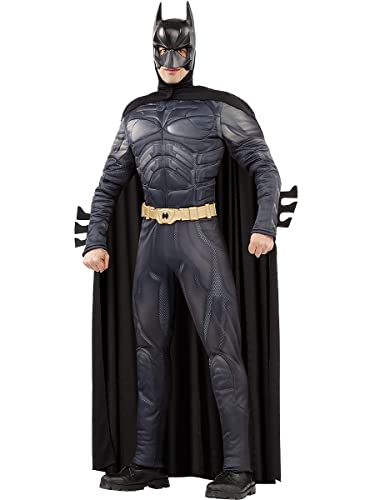 Funidelia | Disfraz de Batman para hombre Caballero Oscuro, Superhéroes, DC Comics - Disfraz para adultos y divertidos accesorios para Fiestas, Carnaval y Halloween - Talla XL - Negro