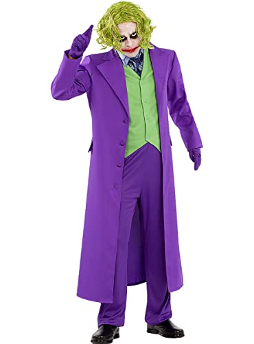 Funidelia | Disfraz de Joker - El Caballero Oscuro para hombre Superhéroes, DC Comics, Villanos - Disfraz para adultos y divertidos accesorios para Fiestas, Carnaval y Halloween - Talla 3XL - Morado