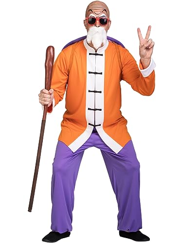 Funidelia | Disfraz de Maestro Roshi Dragon Ball para hombre Bola de Dragón, Manga, Saiyan - Disfraz para adultos y divertidos accesorios para Fiestas, Carnaval y Halloween - Talla XL - Naranja