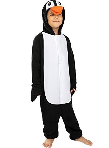 Funidelia | Disfraz de pingüino Onesie para niño y niña Talla 7-9 años Animales, Polo Sur - Color: Negro - Divertidos Disfraces y complementos para Carnaval y Halloween