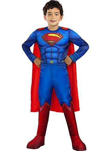 Funidelia | Disfraz de Superman deluxe - La Liga de la Justicia para niño Superhéroes, DC Comics - Disfraces para niños, accesorios para Fiestas, Carnaval y Halloween - Talla 3-4 años - Azul