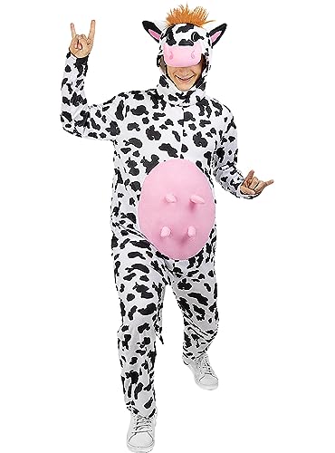 Funidelia | Disfraz de vaca para hombre y mujer Animales, Granja - Disfraz para adultos y divertidos accesorios para Fiestas, Carnaval y Halloween - Talla S - M - Blanco