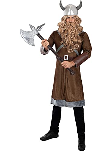 Funidelia | Disfraz de vikingo para hombre Nórdico, Valkiria, Bárbaro, Vikings - Disfraz para adultos y divertidos accesorios para Fiestas, Carnaval y Halloween - Talla L - Marrón