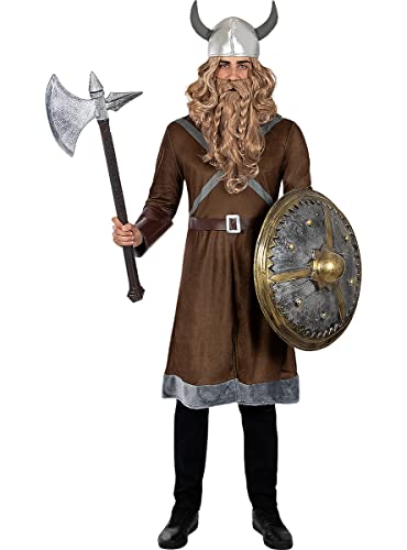 Funidelia | Disfraz de vikingo para hombre Nórdico, Valkiria, Bárbaro, Vikings - Disfraz para adultos y divertidos accesorios para Fiestas, Carnaval y Halloween - Talla L - Marrón
