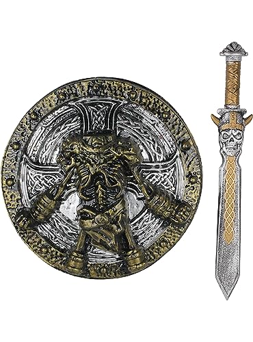 Funidelia | Escudo y espada vikingo para hombre Nórdico, Valkiria, Bárbaro, Vikings - Accesorios para adultos, accesorio para disfraz - Marrón
