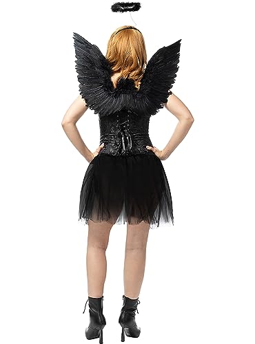 Funidelia | Kit de ángel caído negro para mujer Navidad, Belén de Navidad - Accesorios para adultos, accesorio para disfraz - Negro