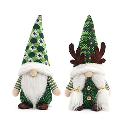 FUZYXIH Adorno navideño de gnomo verde de felpa para barba, elfo enano, decoración de bandeja escalonada para festival, fiesta, cocina, mesa de Navidad, decoración de gnomo en el exterior