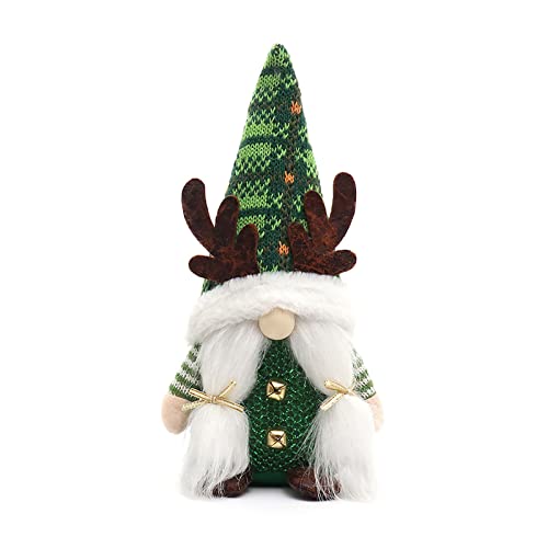 FUZYXIH Adorno navideño de gnomo verde de felpa para barba, elfo enano, decoración de bandeja escalonada para festival, fiesta, cocina, mesa de Navidad, decoración de gnomo en el exterior