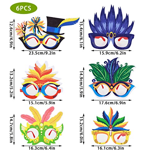 Gafas de Carnaval 6Pzas Gafas de Carnaval Divertidas Gafas de Fiesta de Disfraces Photo Booth Props para Adultos Niños Halloween Carnaval Cumpleaños Fiesta Mexicana Luau Party Supplies (Style B)