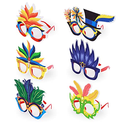 Gafas de Carnaval 6Pzas Gafas de Carnaval Divertidas Gafas de Fiesta de Disfraces Photo Booth Props para Adultos Niños Halloween Carnaval Cumpleaños Fiesta Mexicana Luau Party Supplies (Style B)