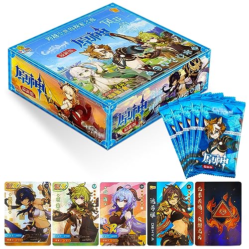 Games Impact Karten Packs, 200 hojas/20 paquetes de cartas coleccionables Games Impact, 2023, caja de refuerzo para fans, niños, adolescentes y adultos