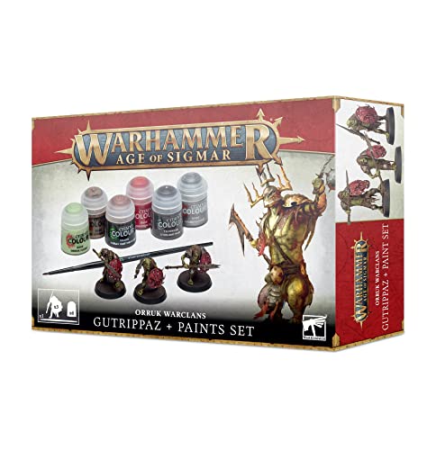 Games Workshop - Warhammer AoS - Orruk Warclans Gutrippaz + juego de pintura para edades de 14 años en adelante
