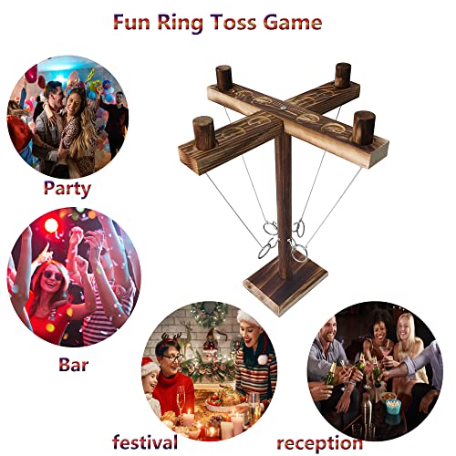 Ganchos de juego de lanzamiento de anillos para adultos y niños, juego de lanzamiento de anillos de madera, 4 ganchos, juegos de mesa de mano, juegos de bar de anillo para interiores al aire libre