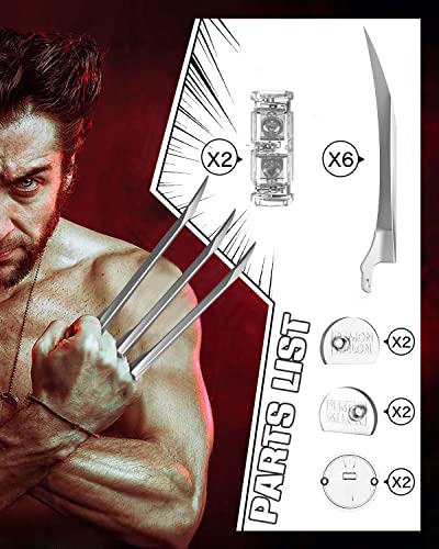 Garras de Wolverine Glaw Anti-crujido Garras Lobezno 2pcs Montar 1: 1 Real Plástico Glaw Cosplay Prop para Adulto
