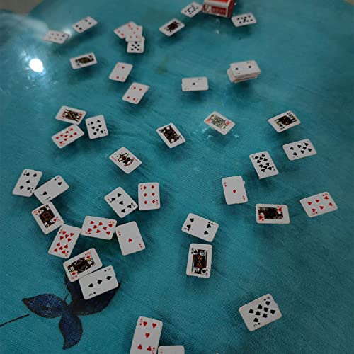 Geruwam Mini baraja de Cartas | Cartas de tamaño Mini para Juego de casa de muñecas en Miniatura,Regalo de Juego de Cartas novedoso para Recuerdo de Fiesta, niños, niñas, Regalos de mordaza