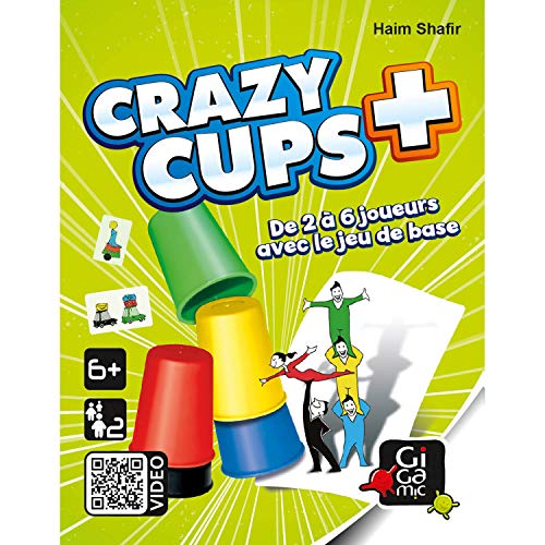GIGAMIC- Juego de Reflejos – Crazy Cups Plus, '6 años a 99 años, Color Azul y Amarillo (AMHCP)