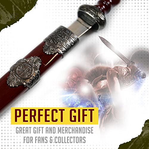 Gladius - Espada romana con vaina de 26,5 cm de largo, espada gladiadora en miniatura, regalo y merchandise para tu hogar y oficina (plata)