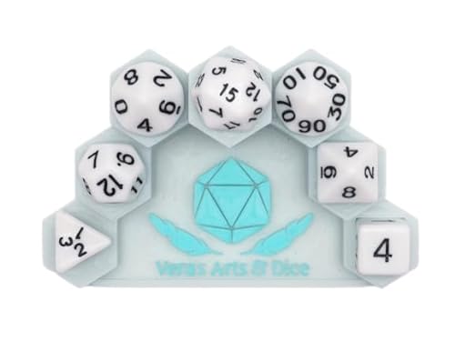 Glass of Milk - Polyset Dice | Polydice | White Opaque Black | Dice Set of 7 Pieces | D&D and RPGs | Plastic Dice Set for Dungeons and Dragons | Polyhedral Dice Set | DND / D&D / Dungeons and Dragons