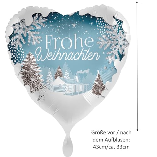 Globo de papel de aluminio con texto en inglés "Frohe Weihnachten", globo de invierno, cielo estrellado, decoración navideña, fiesta de Navidad, globo de corazón, fabricado en la UE