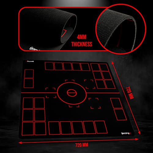 GMC Deluxe XL 2 Player Black & Red Gaming Mat Compatible for Pokemon Trading Card Game Stadium Board Playmat for Compatible Pokemon Trainers - Waterproof Card Gaming Mat