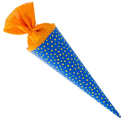 goldbuch-Stoff Escolar con diseño de Lunares, 35 cm, Bolsa de Dulces Azul/Naranja, Paquete de Regalo para Muchas Ocasiones, Color Amarillo, (93 553)