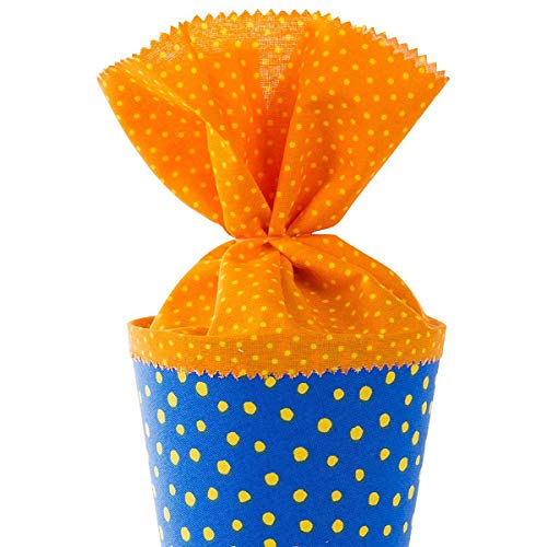 goldbuch-Stoff Escolar con diseño de Lunares, 35 cm, Bolsa de Dulces Azul/Naranja, Paquete de Regalo para Muchas Ocasiones, Color Amarillo, (93 553)