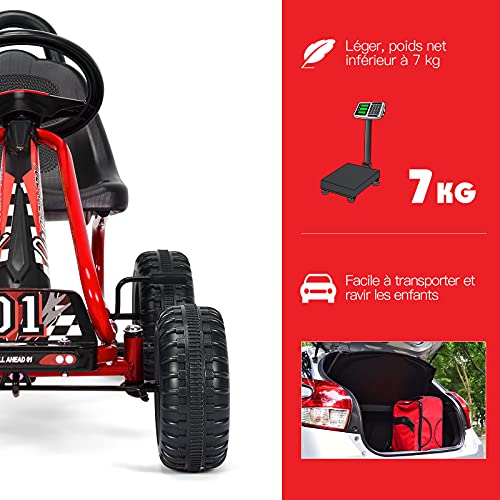 GOPLUS Go-Kart para niño de 3 a 6 años, Kart con pedal exterior con asiento ajustable en 2 posiciones, freno de mano, neumáticos, Go-Kart para niños y niñas, 86 x 50 x 55 cm (rojo)