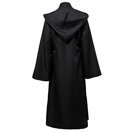 GraduationMall Bata de Sith para Halloween, Jedi, capa con capucha, disfraz de caballero Darth Sidious, color negro, talla S