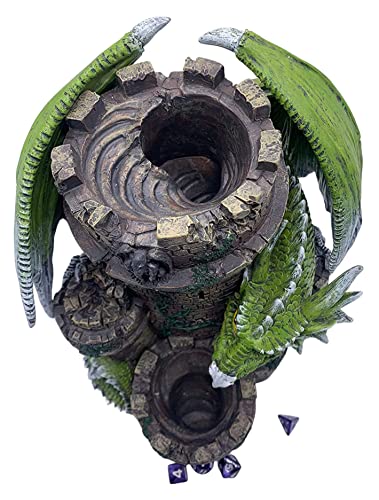 Green Dragon Woe Dice Tower - Increíble Torre rodante de Dados de Resina de 26 cm Pintada a Mano DND RPG y Juegos de rol de Mesa - Increíble Regalo DND