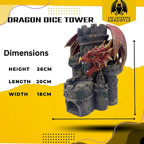Grinning Gargoyle Red Dragons Woe Dice Tower - Torre rodante de Dados de Resina de 26 cm Pintada a Mano de Calidad DND RPG y Juegos de Mesa de rol - Increíble Regalo de GM