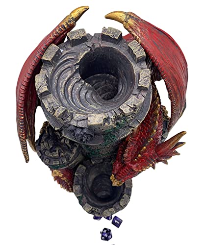 Grinning Gargoyle Red Dragons Woe Dice Tower - Torre rodante de Dados de Resina de 26 cm Pintada a Mano de Calidad DND RPG y Juegos de Mesa de rol - Increíble Regalo de GM