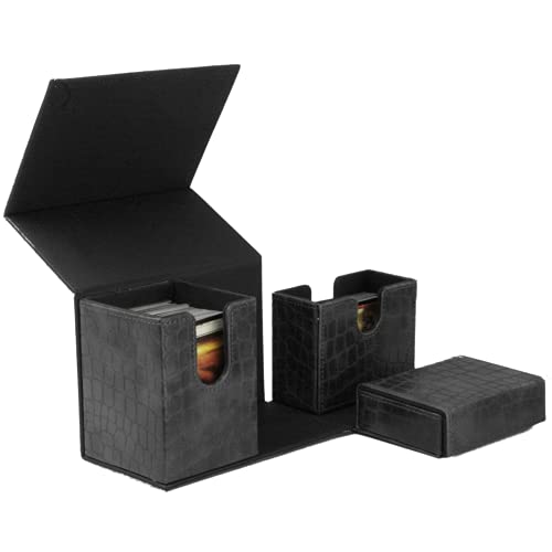 Grinning Gargoyle – Ultimate Dragon Hide Deck Box – Capacidad para hasta 192 Tarjetas y 15 Dados – 3 Compartimentos de Almacenamiento duraderos para Tarjetas coleccionables y Juego de rol (Negro)