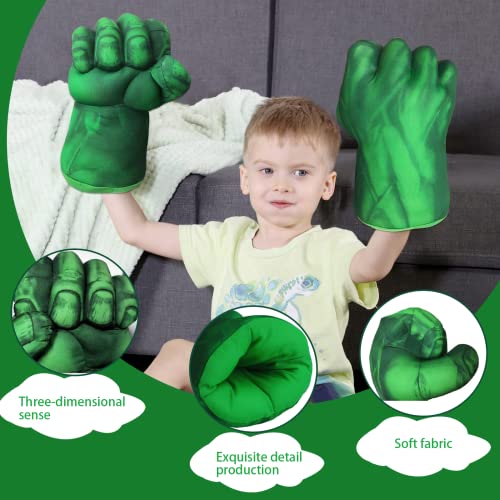 Guantes de Hulk para Niños, Juguete de Boxeo de Felpa de Superhéroe Big Hulk Smasher Hands, Guantes de Boxeo para Niños Puño de Hulk, Adecuado para la Interacción de Adultos y Niños (30 * 18,5 cm)