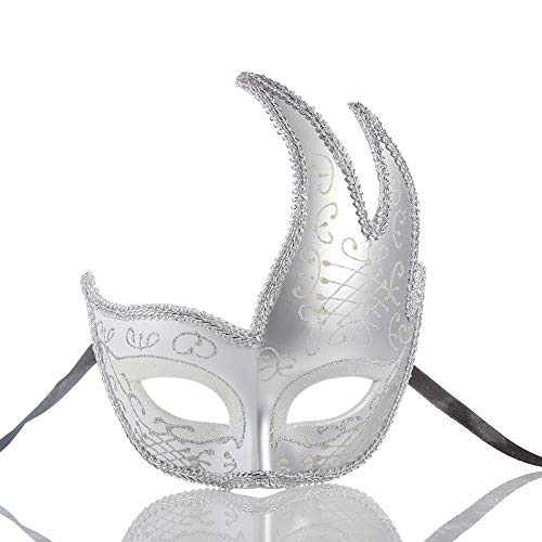 GUIOB Halloween Half Face Mask Masquerade Dress Up Venice Princess Diversión para Adultos Crack Flame Mask,J
