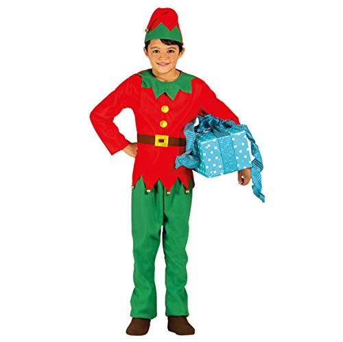 Guirma -Disfraz de Elfo Niño 3-4 Años, Color Rojo y Verde, 42449