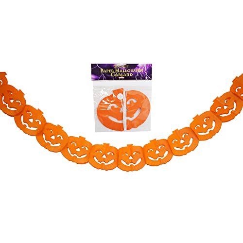 Guirnalda de papel en forma de calabaza, decoraciones espeluznantes de Halloween, decoraciones colgantes plegables 3D con cuerda para colgar, guirnalda de Halloween