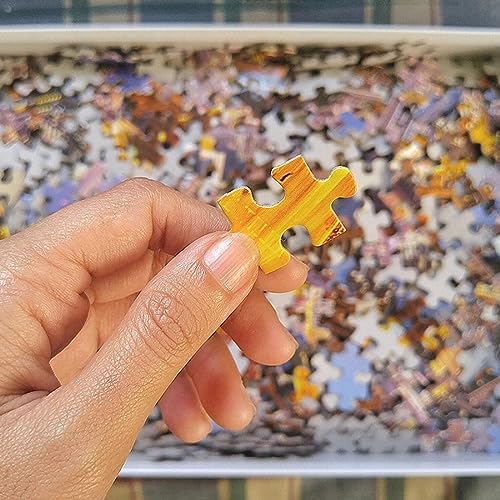 GUOHLOZ 1000 Piezas Paisaje Puzzle de Madera s Rompecabezas para Adultos Romántico, Molino, Santorini, Grecia 75x50cm