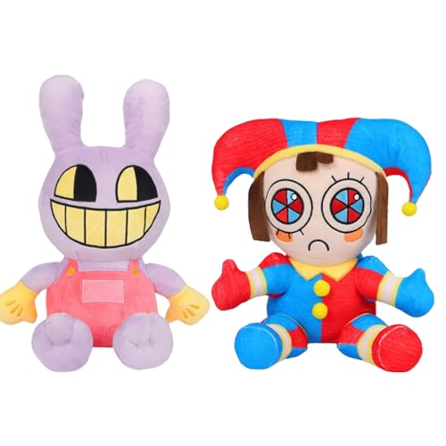 GUUIESMU Digital Circus Plush,Pomni Plushies Toy, Ponni and Jax Plush,Soft Stuffed Anime Pony Plush Dolls, Pomni and Jax Plushies Toy for Fans Gift (A+B)