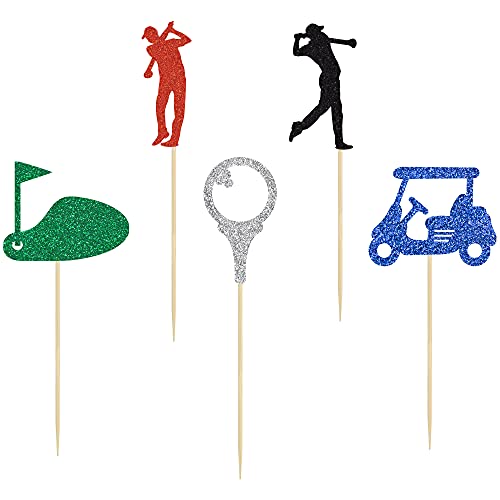 Gyufise Paquete de 30 adornos para magdalenas de golf, para jugar a la pelota de golf, decoración de pasteles, palillos de golf, niño y niña, suministros de fiesta de cumpleaños