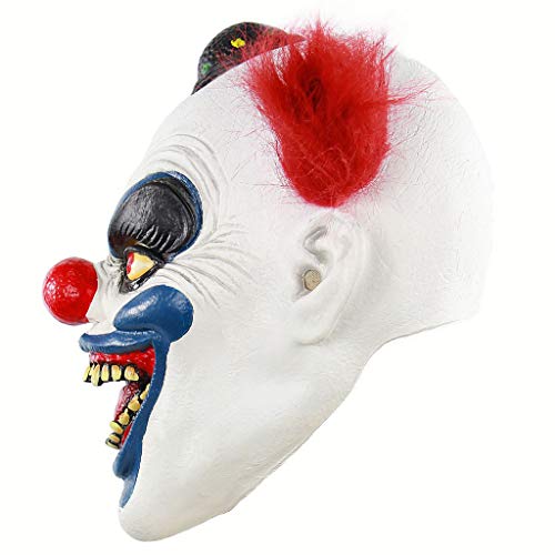 HANDIFEI Halloween Scary Red Hair Payaso loco Horror Látex Joker Máscara Disfraz de mascarada Máscara de Halloween