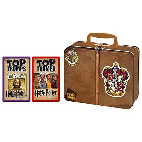 Harry Potter Gryffindor Top Trumps Collectors Tin Card Game English Edition, Board The Hogwarts Express with 2 Packs of Top Trumps, Goblet of Fire and Prisoner of Azkaban, Fun for Witches and Wizards