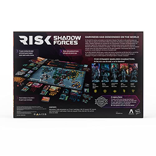 Hasbro Gaming Juego de mesa de estrategia Risk Shadow Forces, juegos de guerra, juegos de mesa para adultos y familia, a partir de 13 años, para 3 a 5 jugadores, Avalon Hill